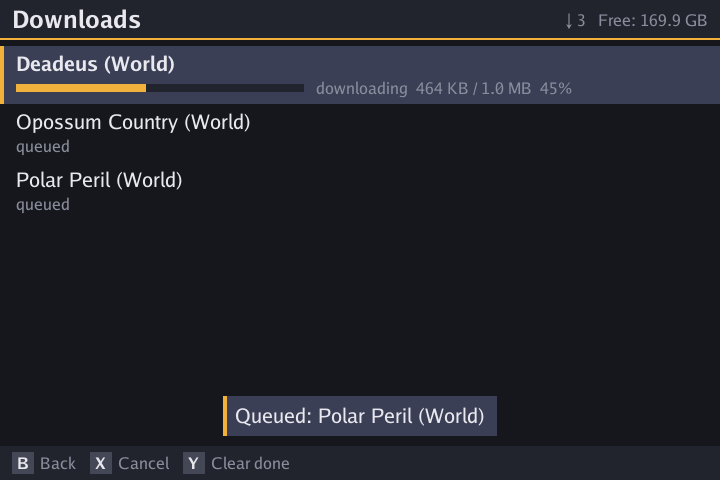 Download queue with progress