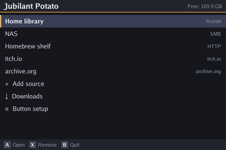Main screen with sources