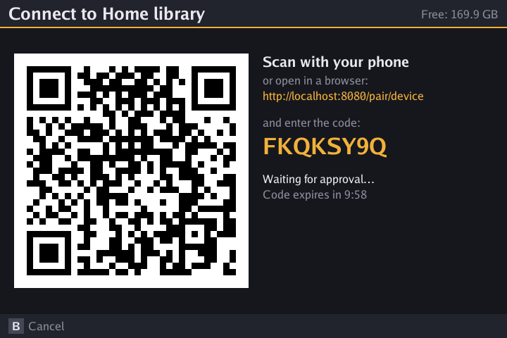 QR code pairing with RomM