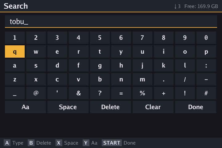 On-screen keyboard search